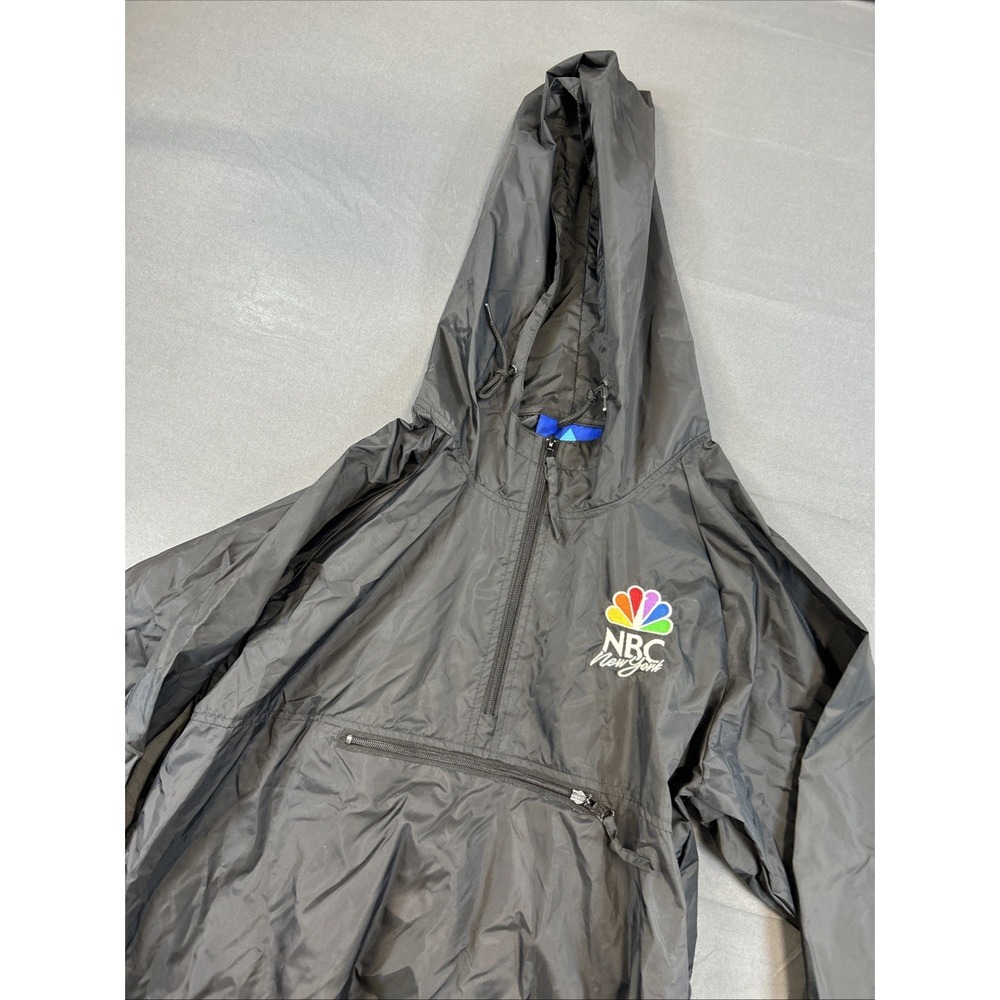 Vtg NBC New York 1/4 Zip Embroidered Pullover Medium Hooded Windbreaker Jacket S